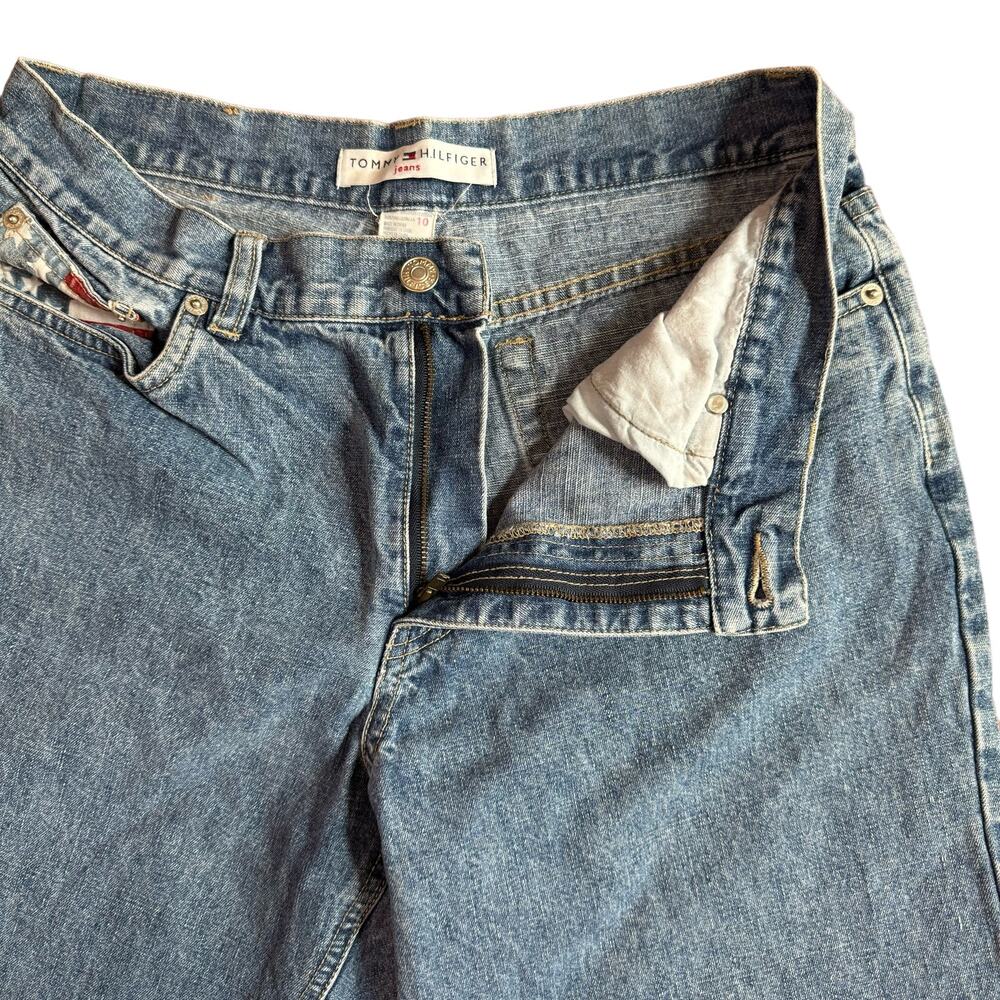 Tommy Hilfiger Vintage 90s Y2K USA Flag pocket straight leg high rise jeans 10 - Picture 2 of 8